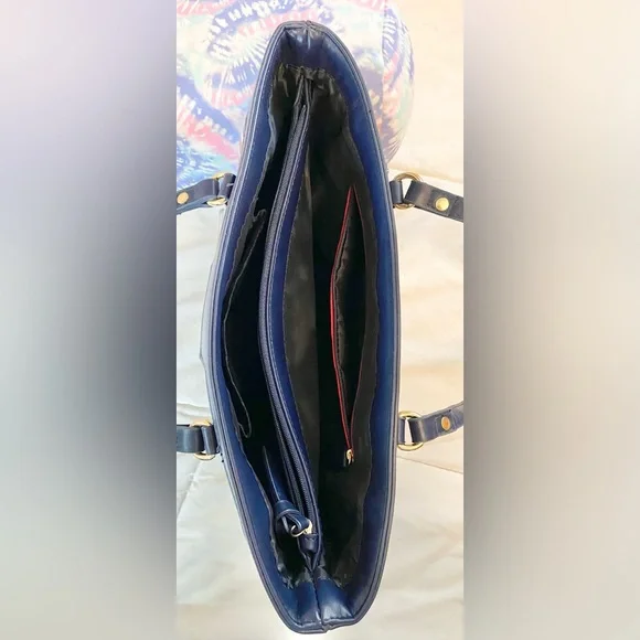 Tommy Hilfiger Red, White, and Blue Striped Tote Purse - Picture 6 of 10